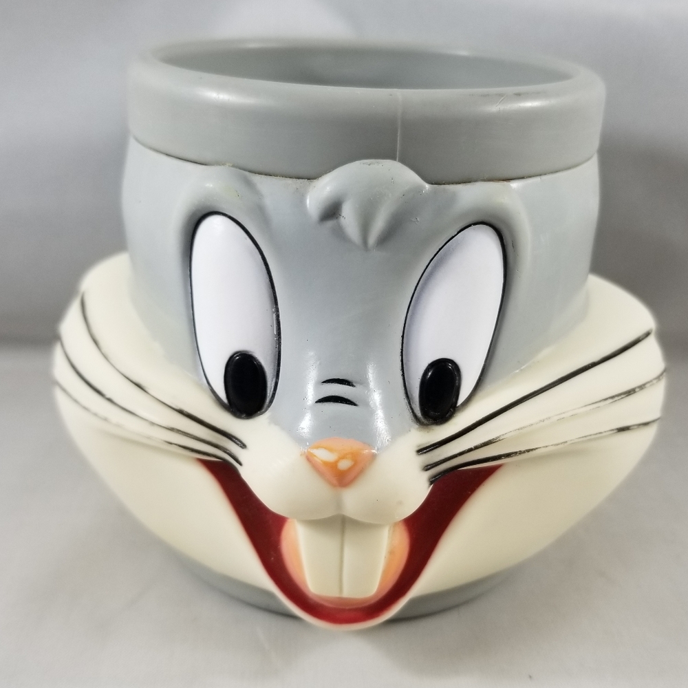 Bugs Bunny 3D Face Head Shaped Mug Cup Vintage 1992 Warner Bros Plastic